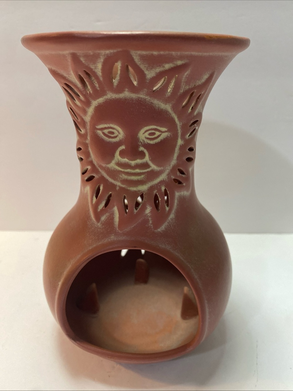 Partylite Sunesta Chiminea Tealight Terracotta Candle Holder Celestial Sun